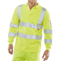 ARC Fire Retardant Hi Vis Long Sleeve Polo Shirt Yellow CARC2HVSY
