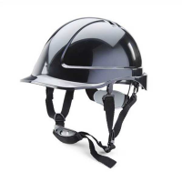 Reduced Peak Safety Helmet with 4 Point Chinstrap Black or White BBSHRP