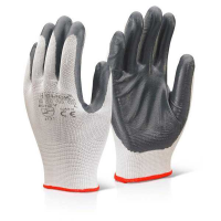 Nitrile P/C Polyester Grey Gloves pack of 10 EC7NGY