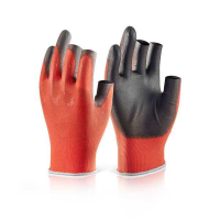 PU Coated 3 Fingerless Gloves pack of 10 EC10N