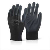 PU Coated Glove Black Pack of 10 Pairs EC9NBL