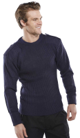 Military Style Security Sweater with Epaulettes Black AMODVBL