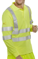 Hi Vis Fire Resistant Anti-Static Polo Shirt Long Sleeve Yellow CFRHVPSLSAS