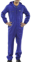 Polycotton Boiler Suit with Hood Royal Blue PCBSHCAR