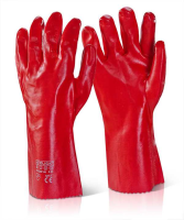 PVC Gauntlet Red 14" pack of 10 pairs PVCNR14