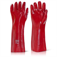 PVC Gauntlet Red 18" pack of 10 pairs PVCNR18