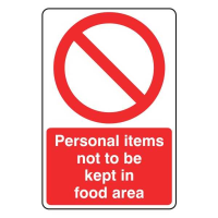 Personal Items Not to Be Kept in Food Area