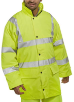 Hi Vis PU Waterproof Lined Jacket Yellow PULJ471SY