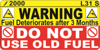 L031 S - Do Not use Old Fuel Label 50x25mm (100)