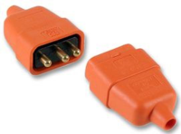 230V 10A  3 Pin Orange Connector Rubber