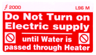 L096 M - Do Not turn on Electric, until Water