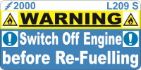 L209 S - Switch Off Engine before Re-Fuel Label (100)