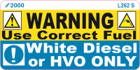 L262 S White Diesel or HVO Label 50x25mm (100)