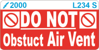 L234 S - Do Not Obstruct Air Vent (Small) x 100