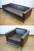 Brown leather 3 seater sofa 