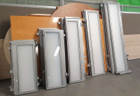 Screens with aluminium trim and frosted perspex 