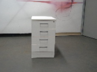Desk High White Wooden 4 Drawer Pedestal 