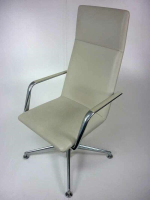 Cream leather Brunner Finasoft closed arm chair 