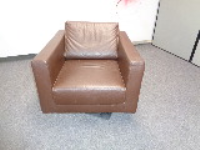 Vitra Park Swivel Armchair in Chocolate Brown Leather 