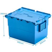 ATTACHED LID CONTAINER 24 LITRE L400xW300xH250MM