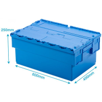 ATTACHED LID CONTAINER 48 LITRE L600xW400xH250MM