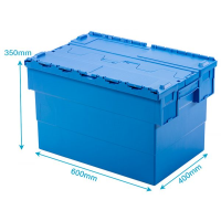 ATTACHED LID CONTAINER 62 LITRE L600xW400xH350MM