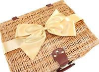 Superior NATURAL WICKER Hamper (14") with Eco-Friendly GOLD Bow - MEDIUM