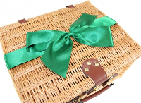 Superior NATURAL WICKER Hamper (14") with Eco-Friendly GREEN Bow - MEDIUM