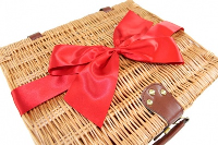 Superior NATURAL WICKER Hamper (14") with Eco-Friendly RED Bow - MEDIUM