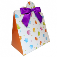 10 x Triangle Gift Box with Mini Bows - (Large) CANDY/PURPLE BOWS
