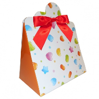 10 x Triangle Gift Box with Mini Bows - (Large) CANDY/RED BOWS