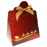 10 x Triangle Gift Box with Mini Bows - (Large) REINDEER/GOLD BOWS