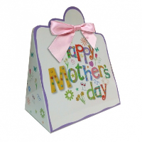 10 x Triangle Gift Box with Mini Bows - (Large) MOTHER'S DAY/PINK BOWS