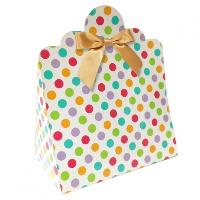 10 x Triangle Gift Box with Mini Bows - (Large) SPOTS/GOLD BOWS