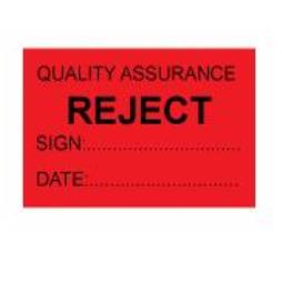 Quality Assurance Reject Labels - Self Laminating 