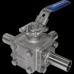 2057CBT 3 Way T Port Direct Mount Cavity Filled Ball Valve Stainless Steel