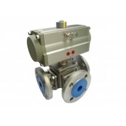 Haitima Double Acting PN16 3 Way T Port Stainless Steel Ball Valve