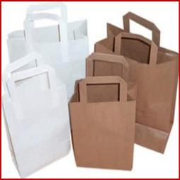 White and brown paper carrier bags - with tape handles